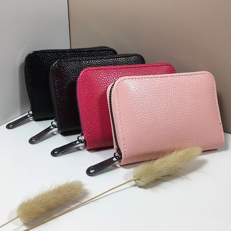 New designer fashionable solid color lychee pattern bag with multiple slots, large capacity, ID card, driver's license clamping, compact high-end