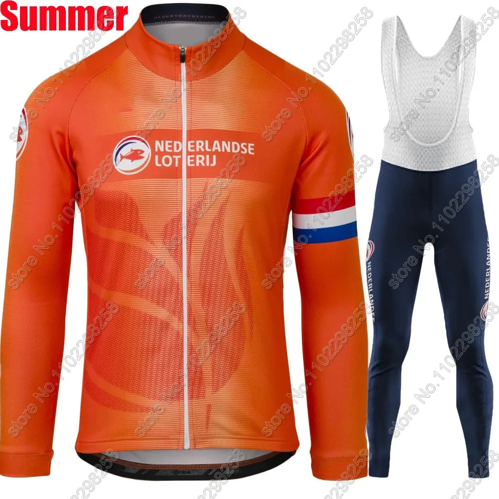 Netherlands Team 2024 Cycling Jersey Set Winter Dutch National Suit Orange Long Sleeve MTB Bike Road Pants Bib Ropa Maillot 241031 - view 5
