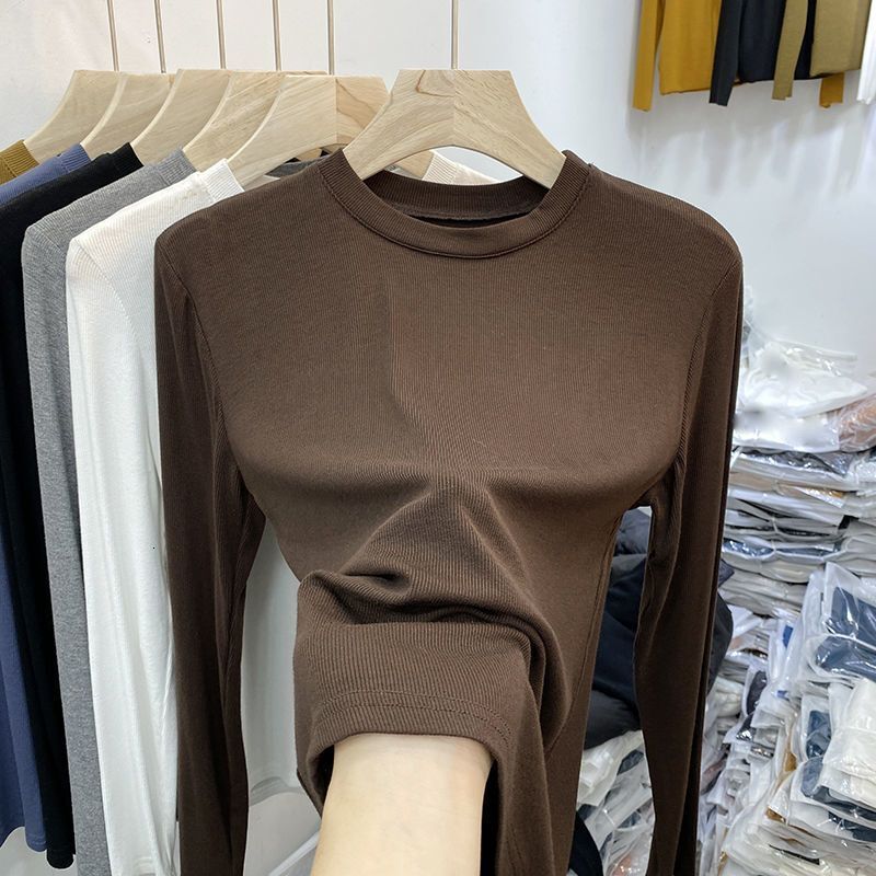 Designer Modal Threaded Long Sleeve T-shirt with Bottom Coat Women's Spring and Autumn New Versatile Slim Fit Top for Outerwear