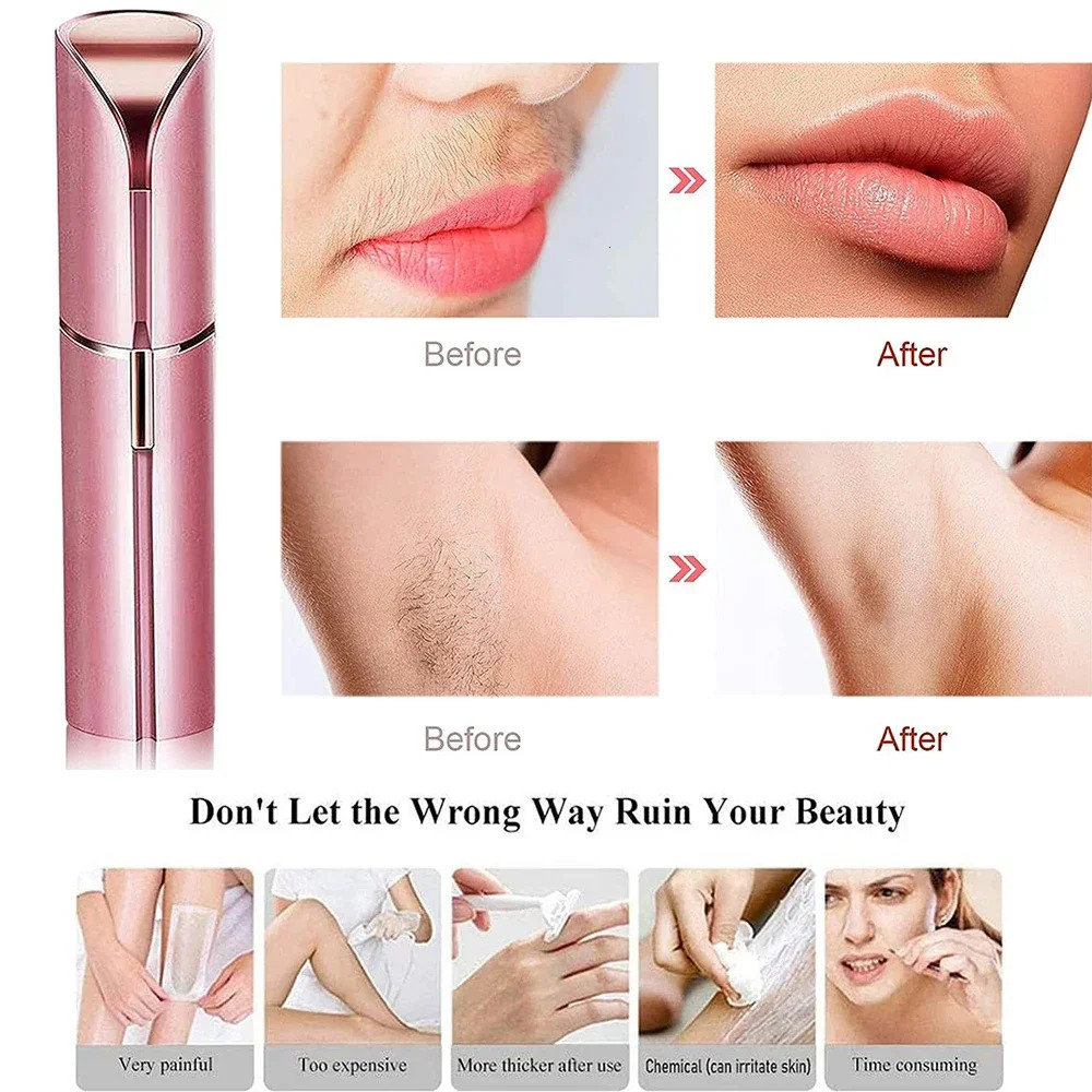 Hair Remover for Women Painless Face Trimmer Rechargeable Mini Epilator Lady Shaver Portable Electric Razor Lips 241030