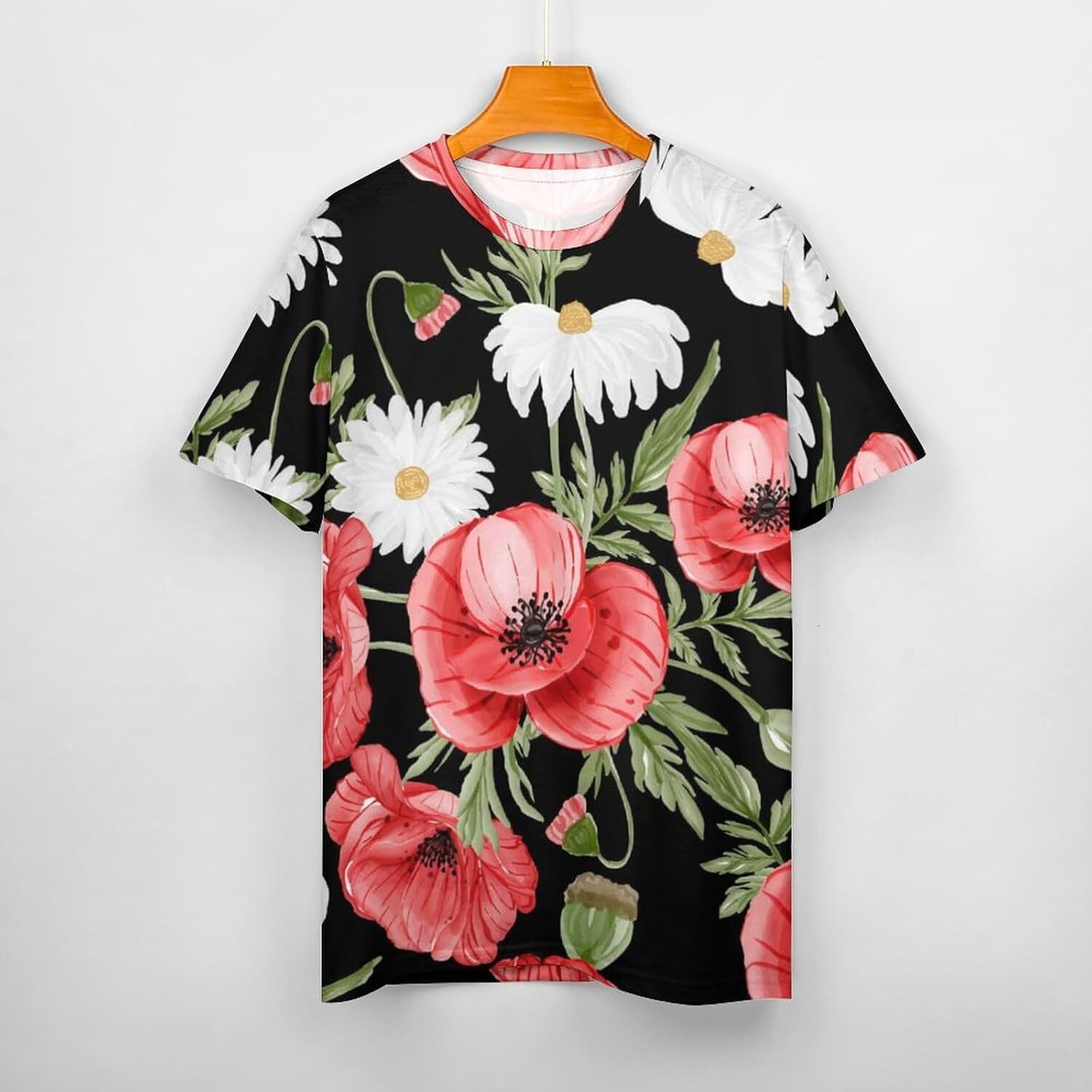 Mens T shirt Summer Rose Flower Pattern Cotton T-Shirt 3D Printed Casual Shirt Men's Crew Neck T-Shirt tee Casual tops Super cool fashion summer 