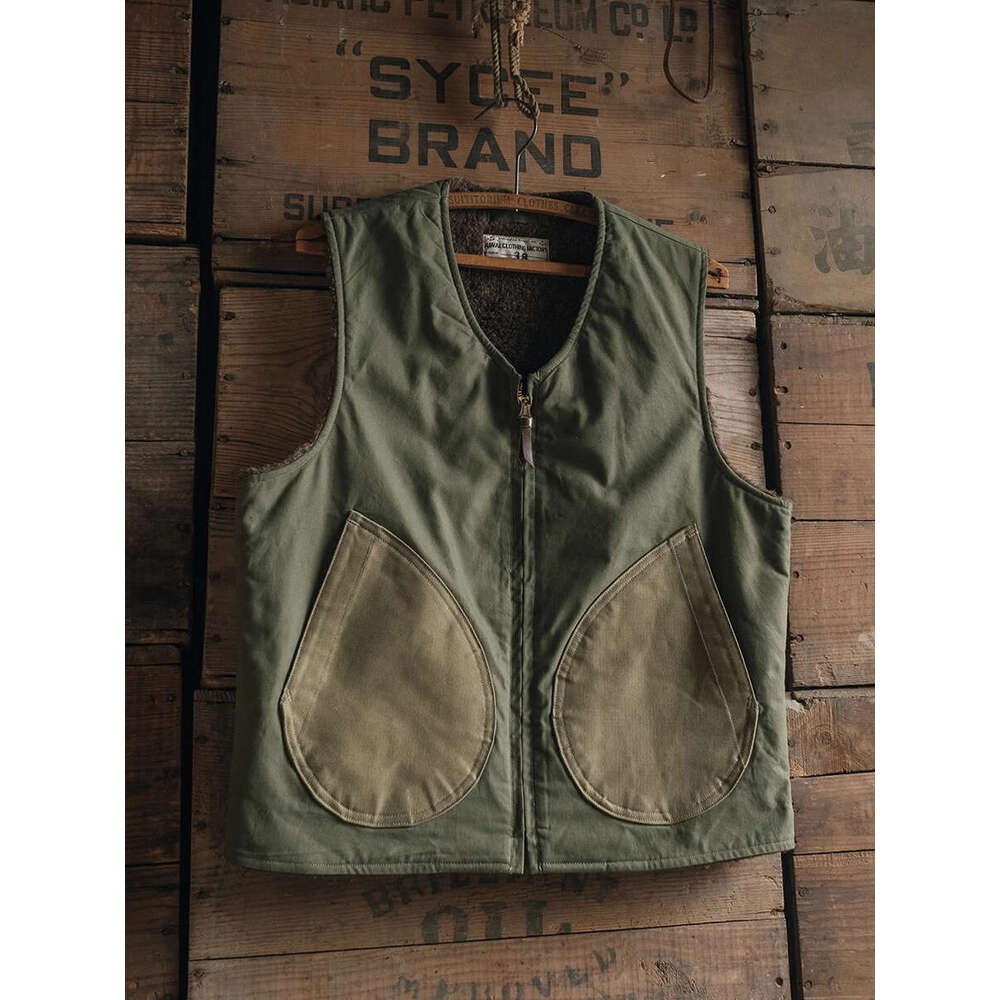 Red Bronson Wool Piled-Ed Vest Winter Mens Warm Waistcoat N-1D Deck Jacket