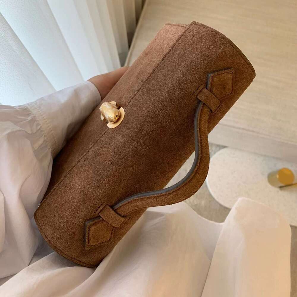 Niche SAVETTE 26 Ladies Suede Symmetry Pochette Solid Color Simple One Shoulder Messenger Handbag Small Square Bag