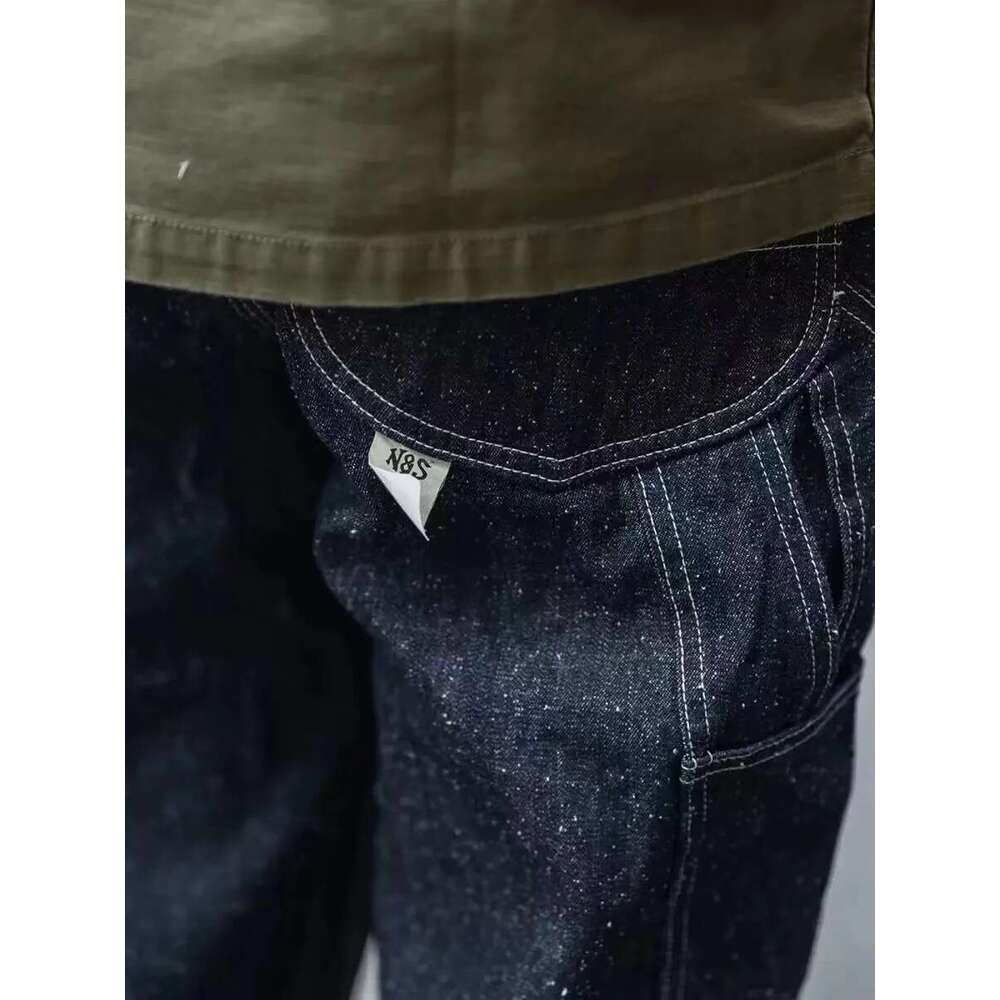 Non Stock Neppy Denim & Hickory Stripe Carpenter Pants Straight Leg Workwear Painter Trousers