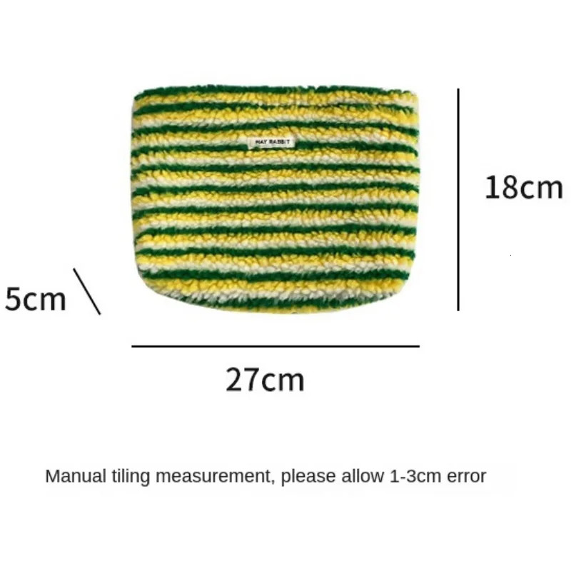 color striped plush clutch makeup bag portable makeup bag travel outdoor makeup organizer 241031
