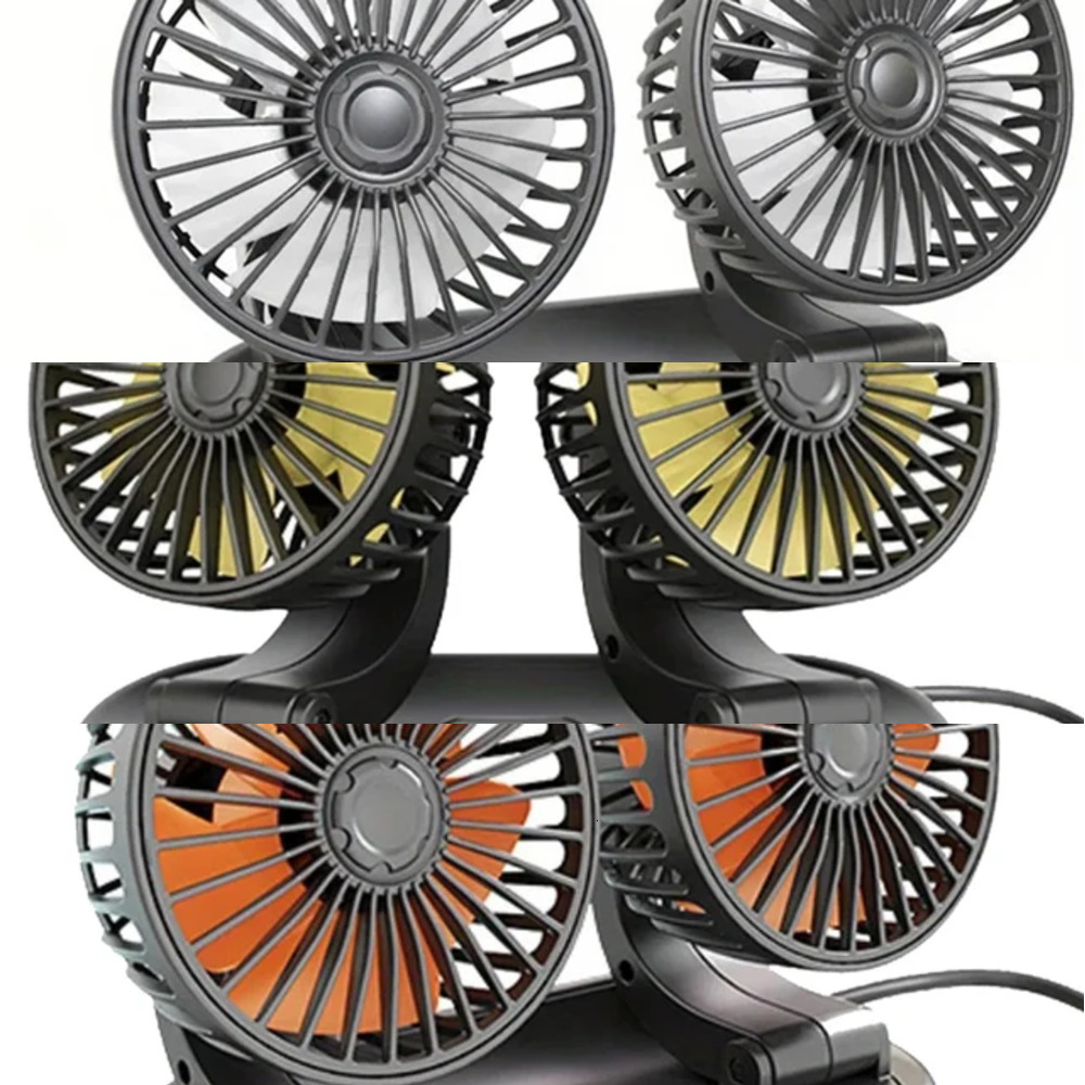 New EAFC 5V 12V 24V Car Coog 360 Adjustable Dual Head Air USB 2Speeds Automotive Electric Fan For Dashboard RV Truck