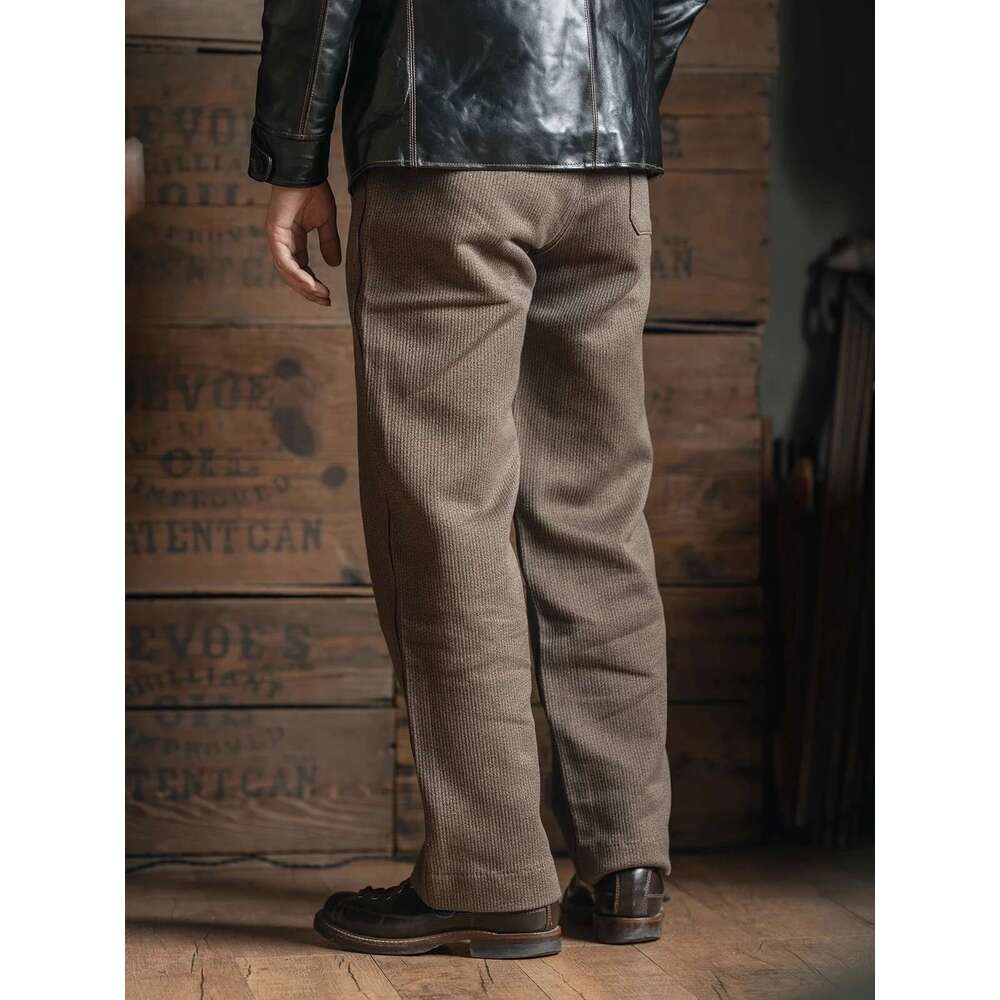 Bronson Lot 929 Vintage Pique Stripes Work Pants Salt & Pepper Winter Men's Casual Trouser