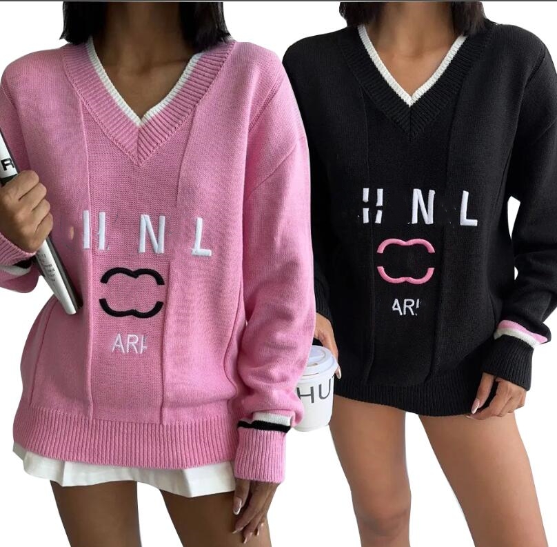 luxury clothes womens sweater for woman designer sweaters casual knit contrast color long-sleeved autumn fashion Brand Top