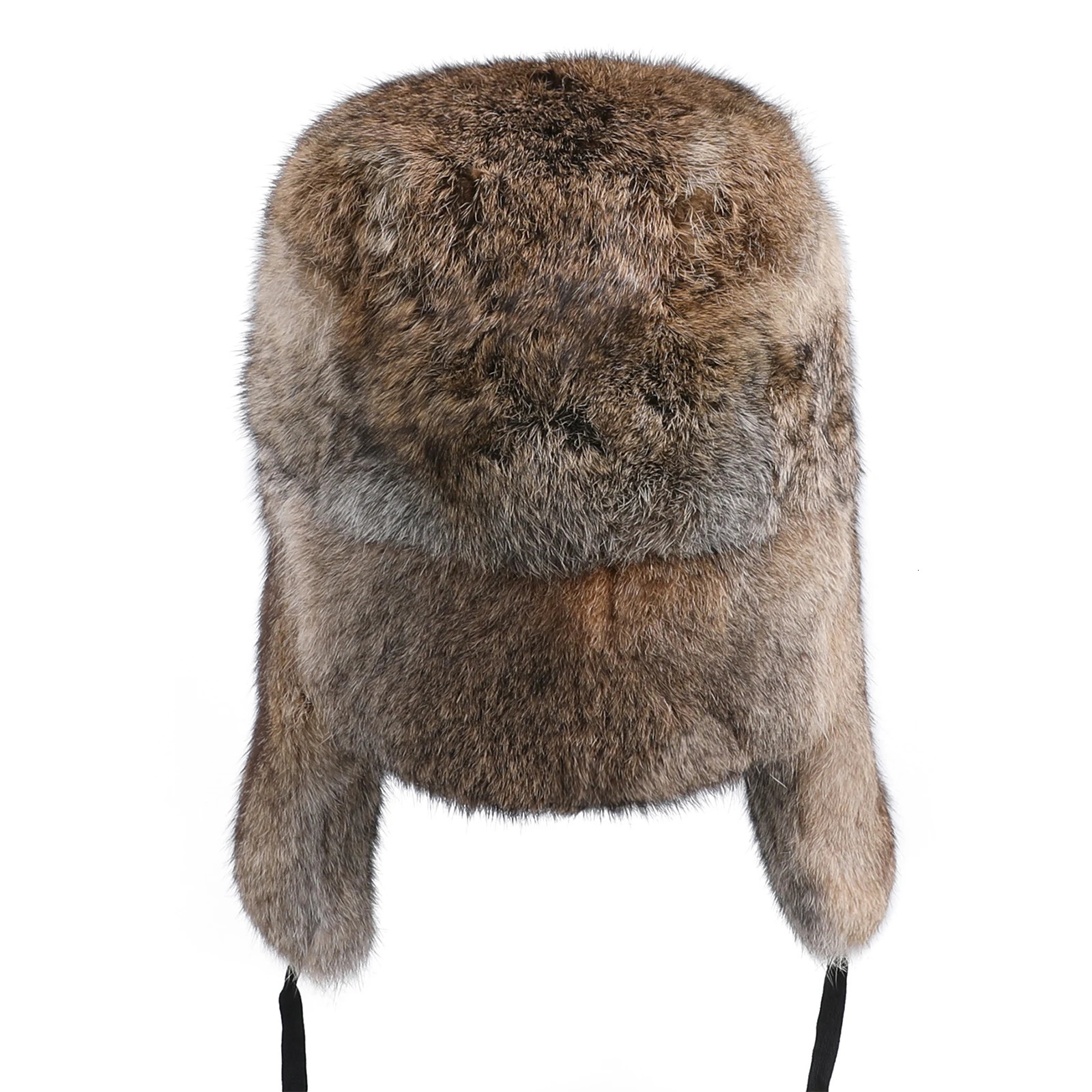 Mens Winter Warm 100% Genuine Premium Rabbit Fur Hunting Hat Russian Ushaka Pilot Hat with Earrings Suitable for Cold Weather 241030