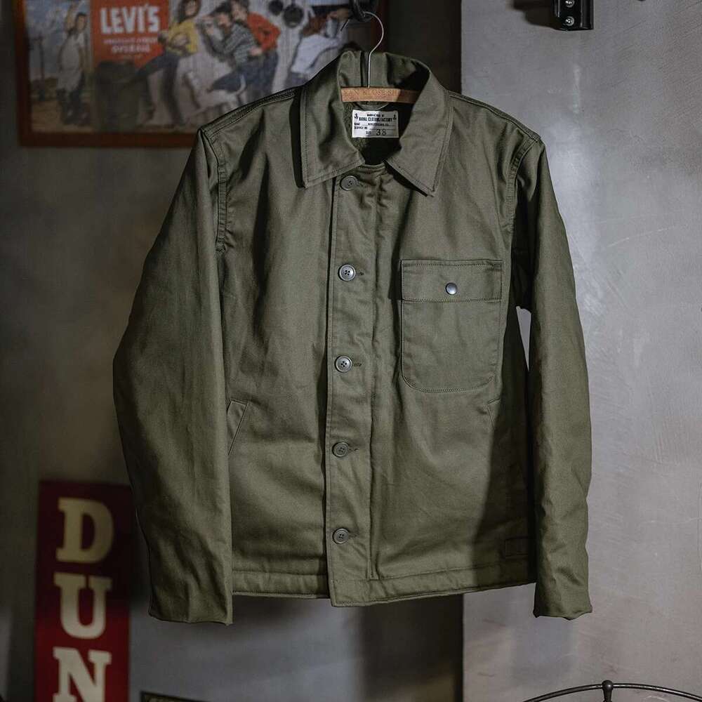 Non Stock USN A-2 Deck Jacket Vintage Workwear Sherpa Ing Field Coat Army Green
