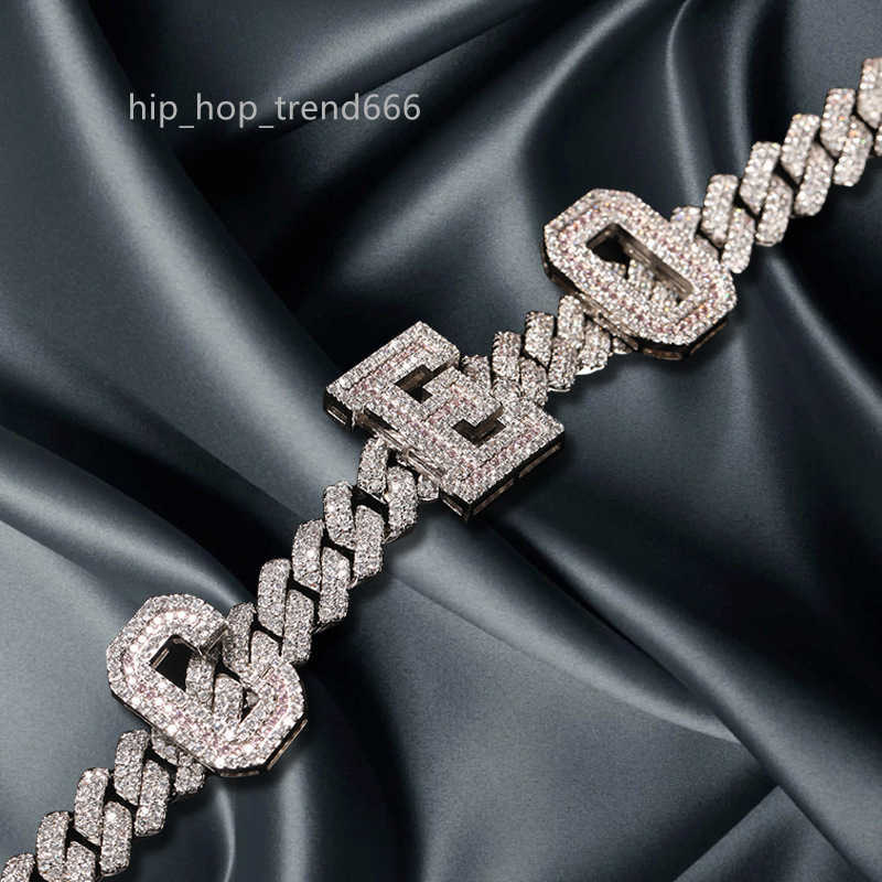 Iced Out Mens Hip Hop Jewelry Platinum/18K Gold Plated Lab Diamond Letter Custom Pink moissanite Intials Name Cuban Chain Necklaces