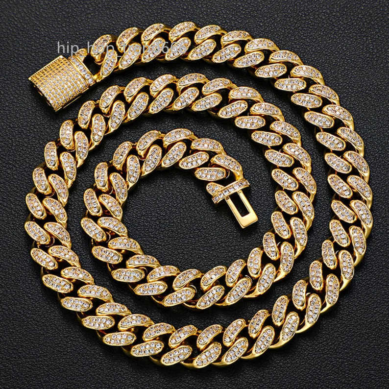 Master Rocks Hiphop Necklace 925 Sterling Silver 12mm Iced Out VVS Moissanite Cuban Link Chain Necklace