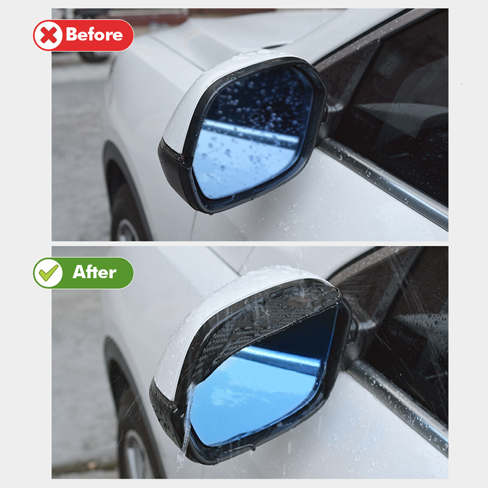 New 2Pcs Rearview Eyebrow Carbon Fiber Sun Visor Shade Cover Protector Clear Vision For Rain Car Mirror Accessories