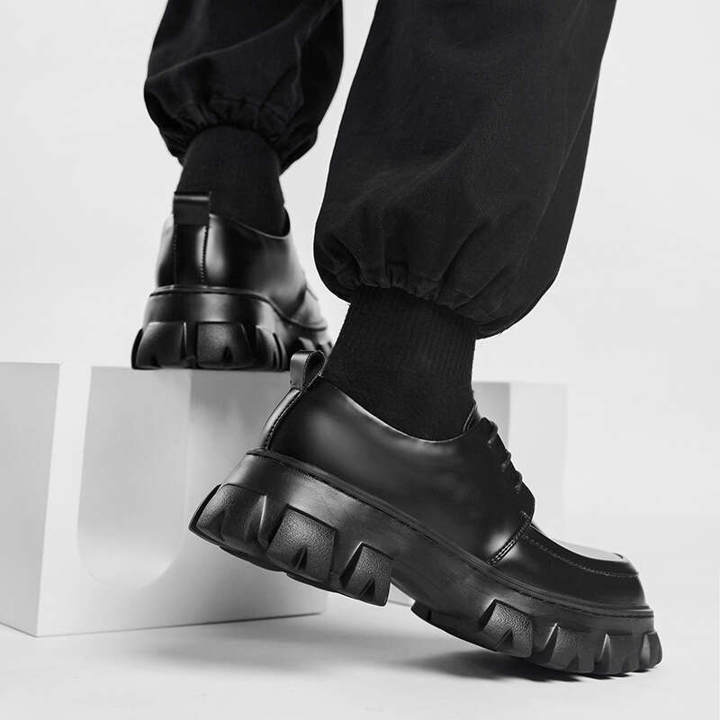 Male Leather Men 2023 New Chunky Platform Retro Work Spring Autumn Derby Shoes Highstreet Low Top Man Casual Flats 241107