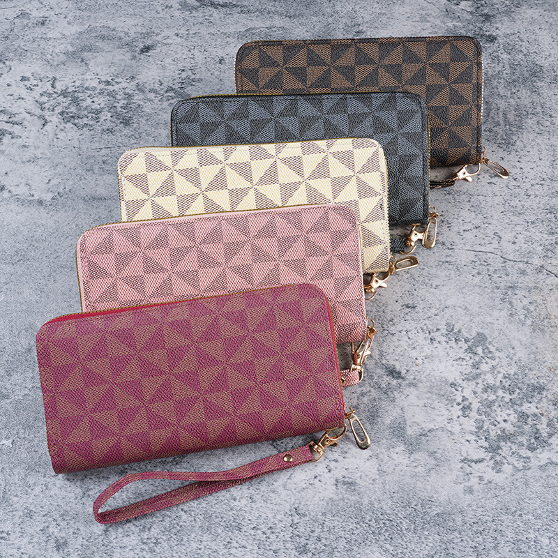 New designer's light luxury women's single pull used flower wallet, multifunctional handheld card bag, fashionable mobile wallet