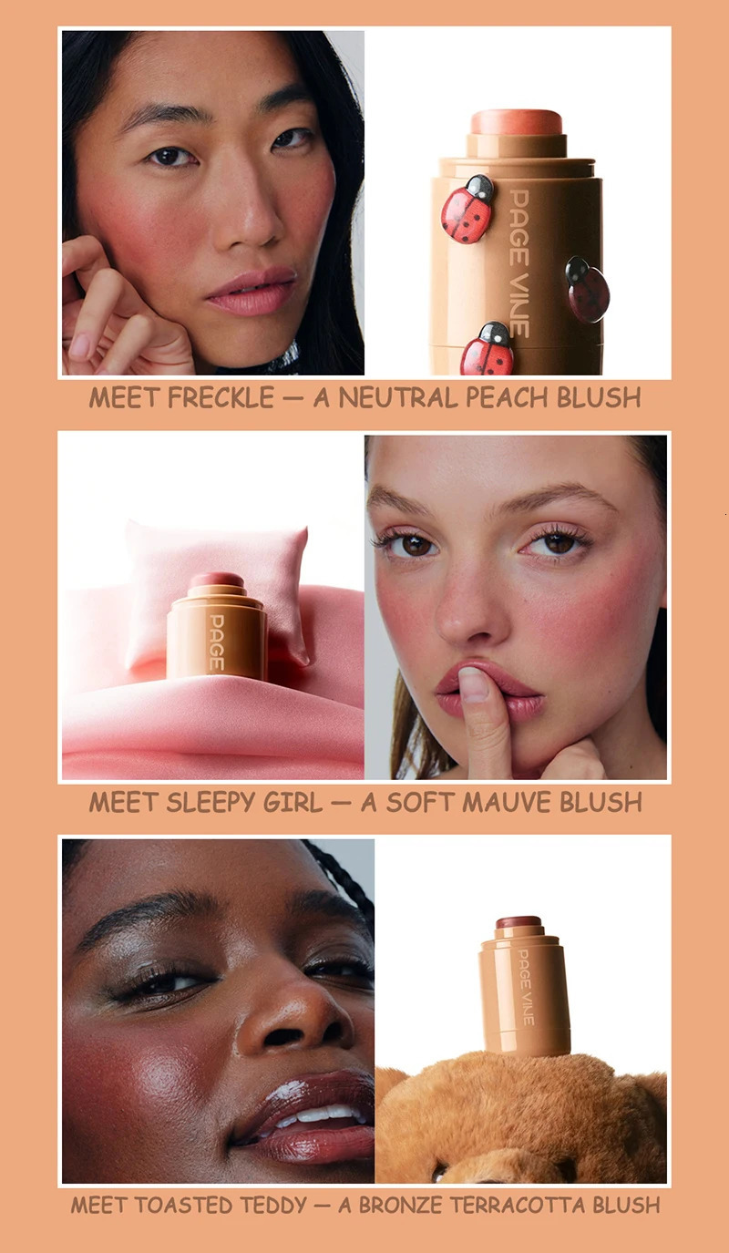 Pocket Blush Stick 6 Color Lip Cheek Hydrating Stick Highlights To Brighten Natural Long Lasting Waterproof Natural Powder Blush 241031
