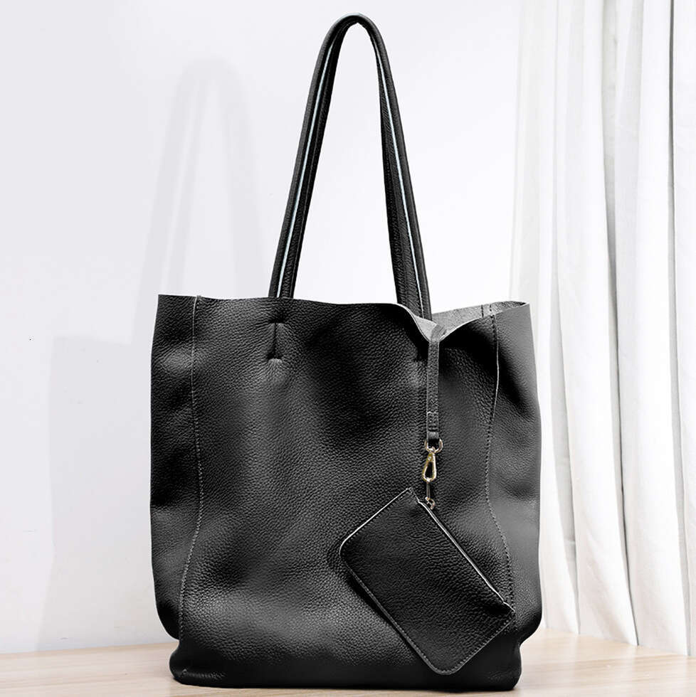 First Layer Cowhide Handbag Large Capacity Soft 2024 Minimalist Genuine Leather Women's Shoulder Tote Bag