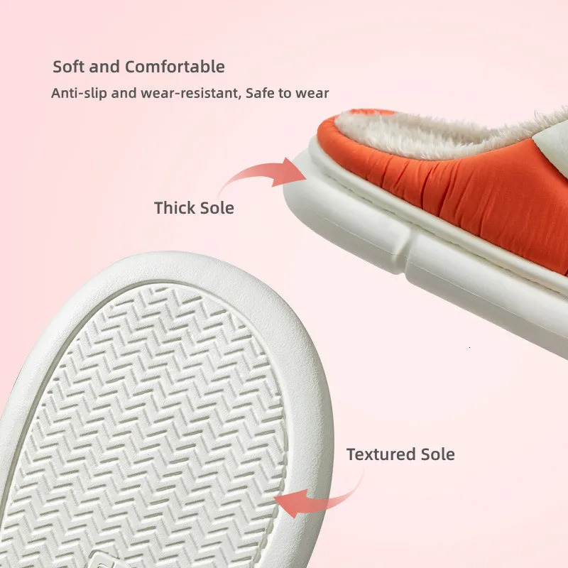 womens mens anti slip winter warm plush waterproof thick sole leisure apartment family couple anti slip soft fur slider 241031