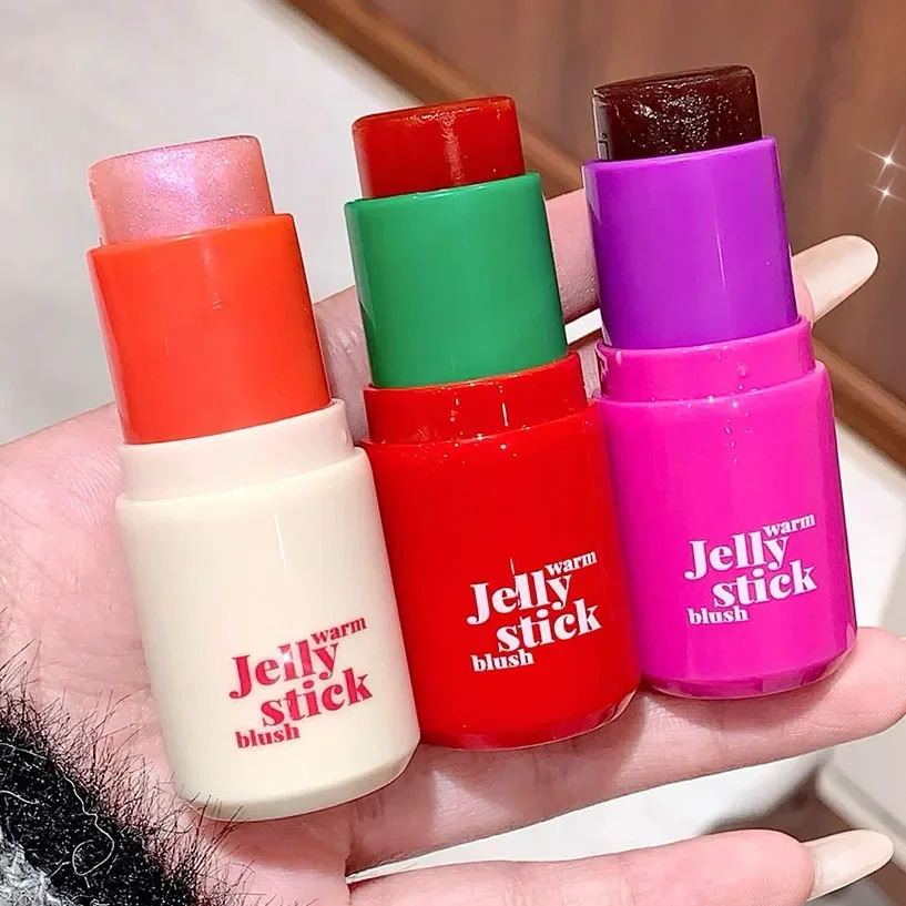 Monochrome Jelly Blush Stick Water Jelly Tint Stick Long-lasting Cheek Makeup Hydrating Stain Face Tint Milk Jelly Lip Gloss 241031