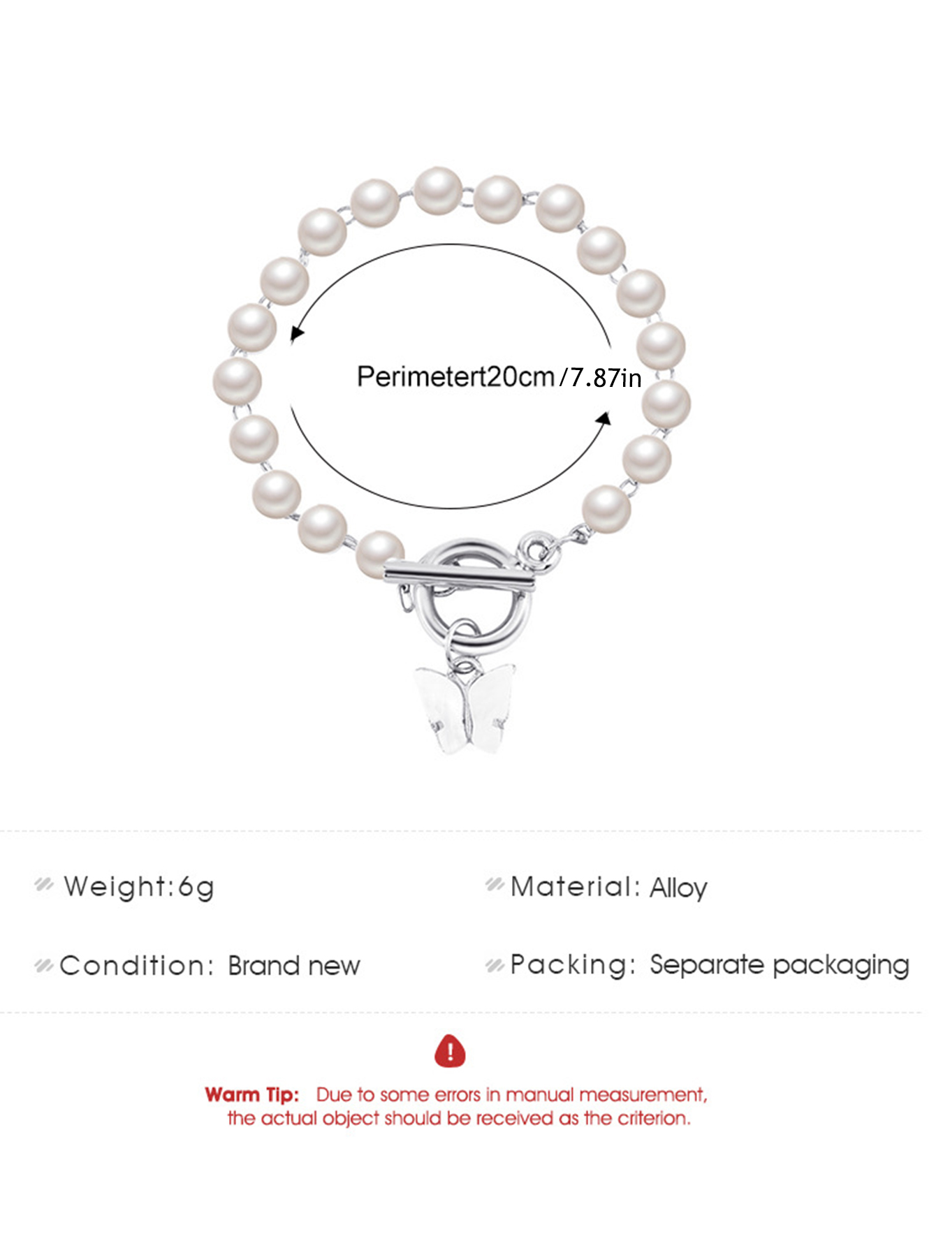 Minimalist Butterfly Pearl Charm Bracelet with Adjustable O-Ring Closure
