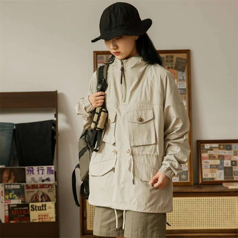 Red Tornado Lightweight Anorak Jacket Retro Inspired Outdoor Men's Quarter-Zip Smock Coat