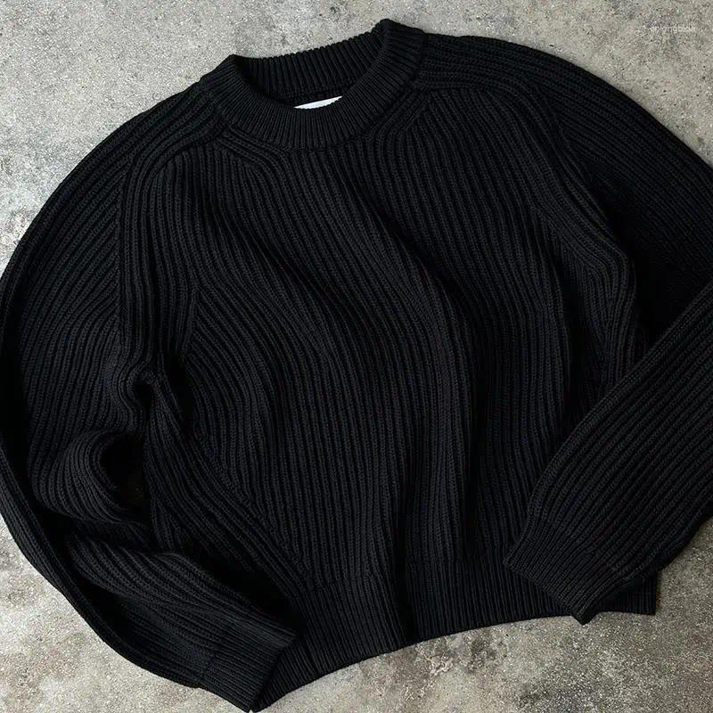 Men's Sweaters Y2k Men Knitted Sweater Solid Color Hip Hop Graphic American Retro Streetwear Punk Pullover Grunge High Street Casual