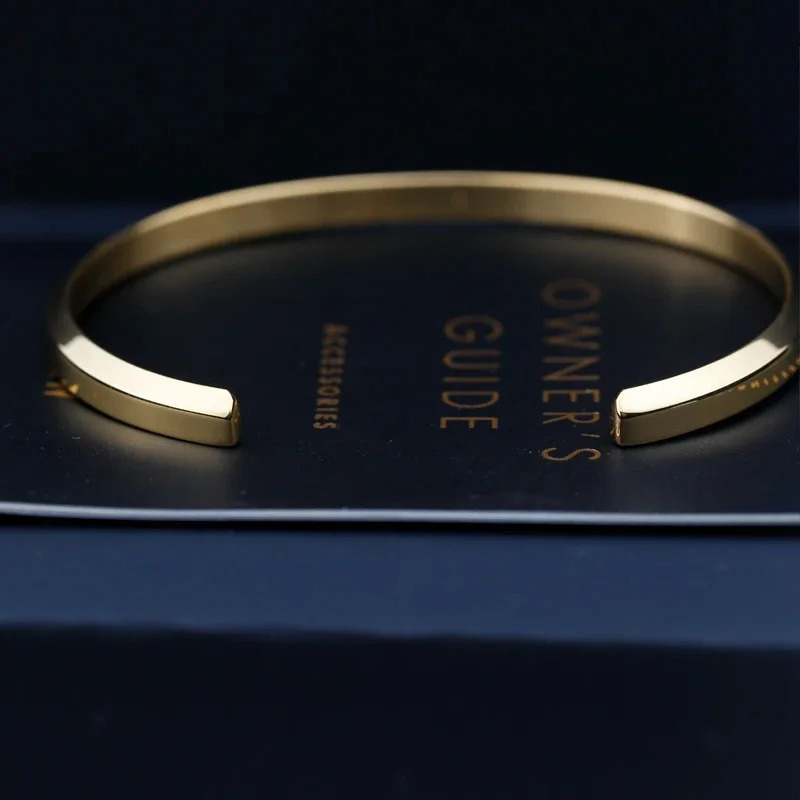 Simple and fashionable stainless steel C-shaped open bracelet with rose gold color plated couple DW mens bracelet 241030