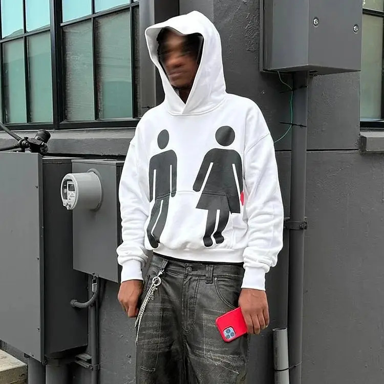 Vintage Adam and Eve Print Hoodies Women Men Harajuku Streetwear Oversized Sweatshirt Goth Y2k Top High Street Pocket Hoodie 241031