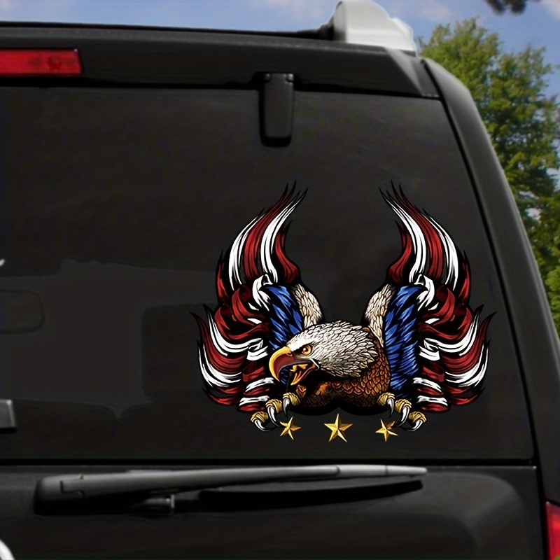New Car Bald Eagle Diffuse Paper Flag Shielding Scratch Outdoor Vinyl Sticker For Windows Bumpers Laptops Etc