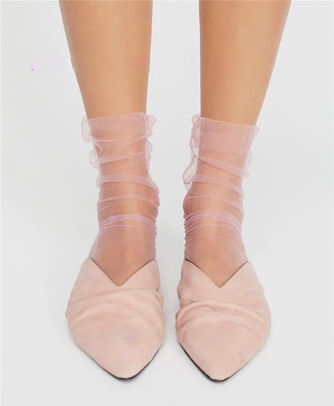 UNIKIWI.Womens Novelty Chiffon Transparent Mesh Socks.Sexy Ladies Ultra-Thin Gauze Socks Sox Female Meias.12 Colors 241031