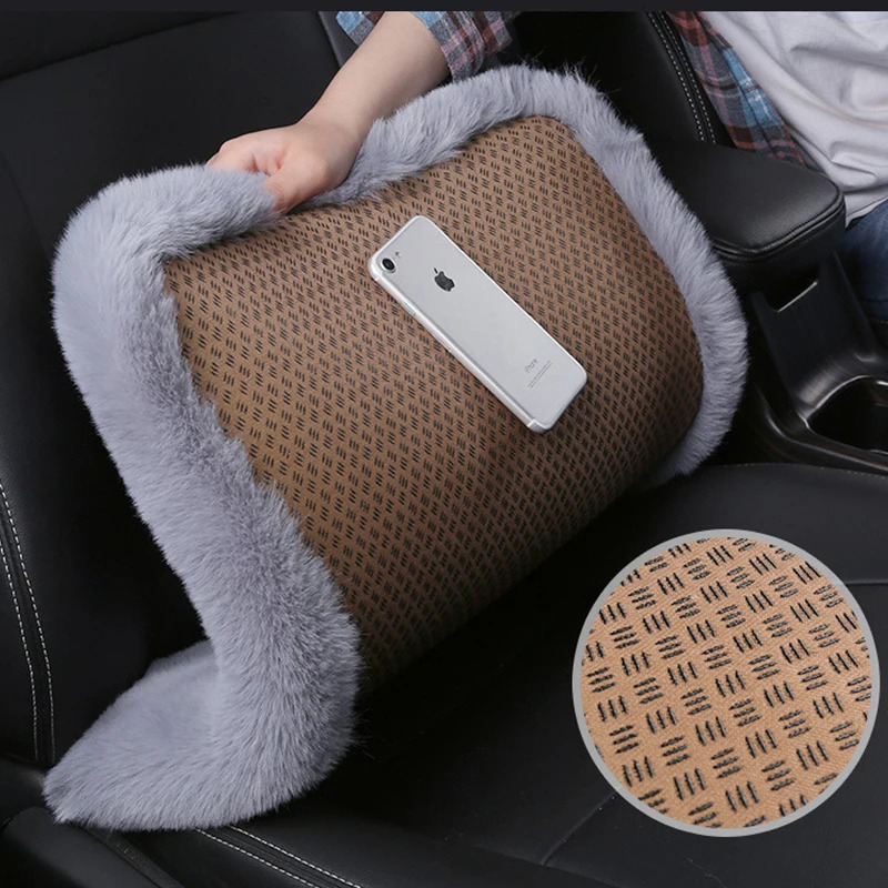 New Plush Rabbit Fur Car Seat Winter Warmth Thickened Wool One Piece Square Cushion For Main Driver Or Co Pilot