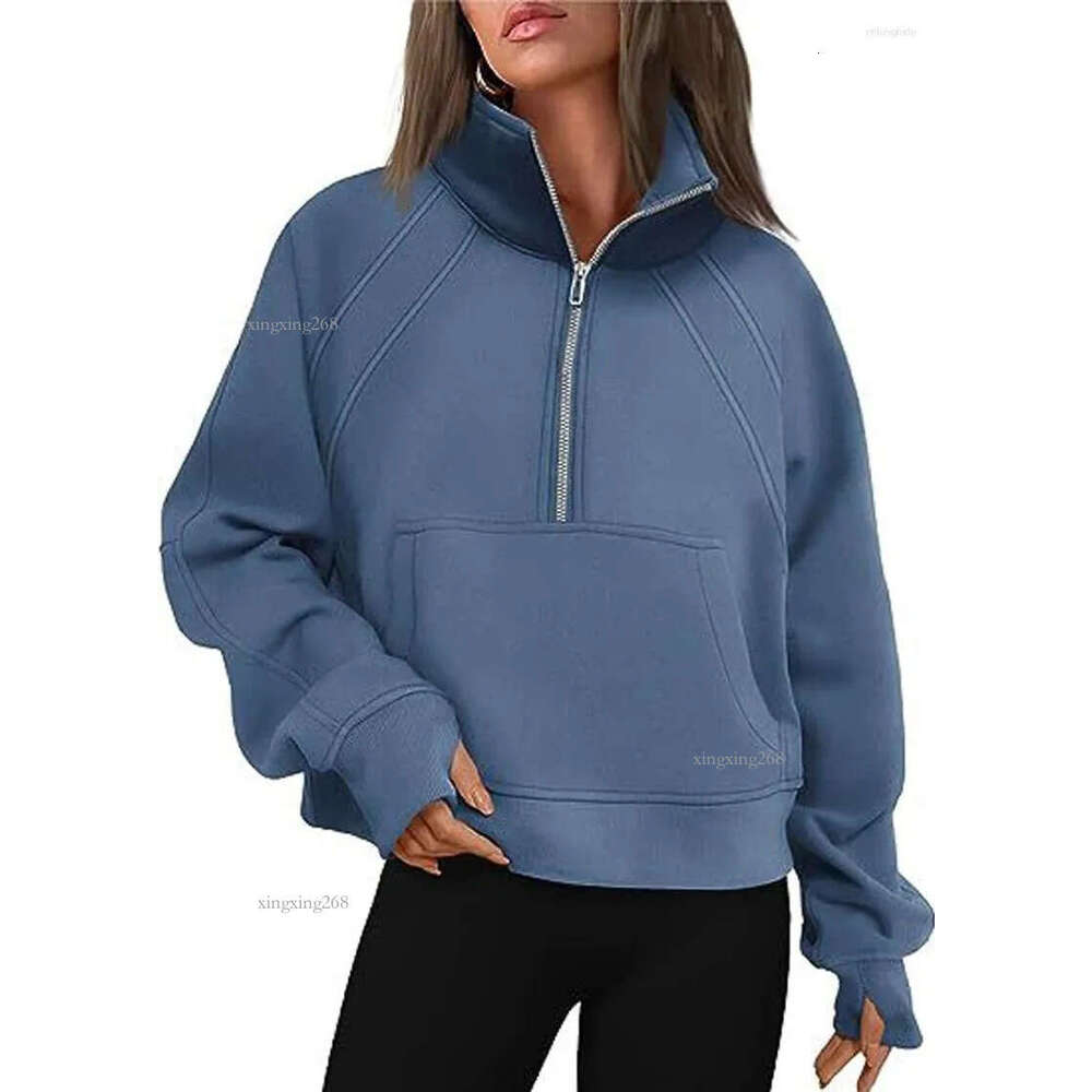 Women's Sweaters Half Zipper Short Stand Up Collar Plush Monochromatic Sweat Shirt European And American Cross Border Autumn Winter