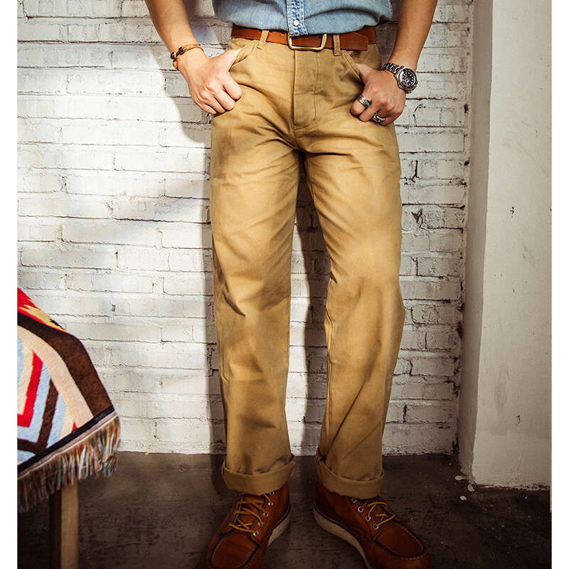 Red Tornado Chino Pants Retro Style Men's Cinch Back Casual Trousers Straight Fit