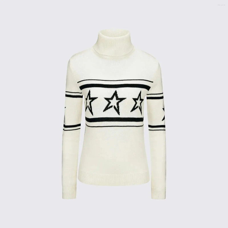 European High Neck Star Winter Sweater - Knitted, Warm, High-End