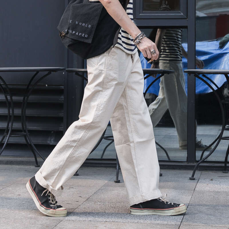 Bronson Retro Naval Deck Trousers Vintage Inspired Herringbone Twill Work Pants
