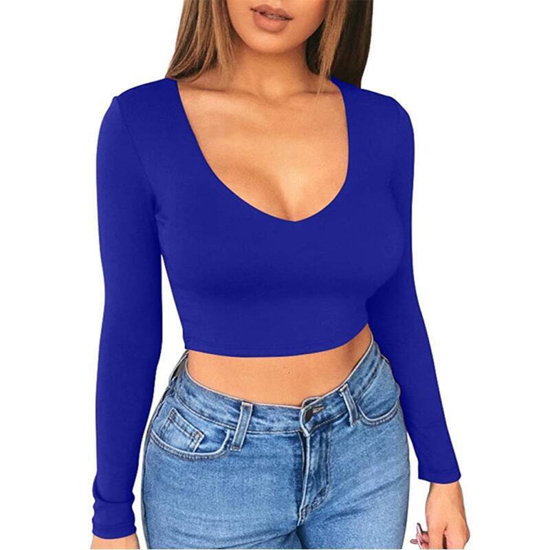 Designer slim fit spicy girl women's solid color base shirt sexy ultra short low cut exposed navel tight long sleeved T-shirt top
