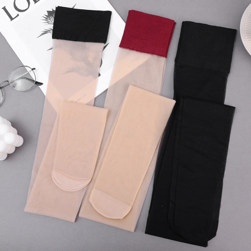 Sexy Women Lace Stockings Soild Black Skin Thigh High Long Socks for Lady Girls JK Lolita Sweet Thin Red Edge Knee Half Stocking 241031