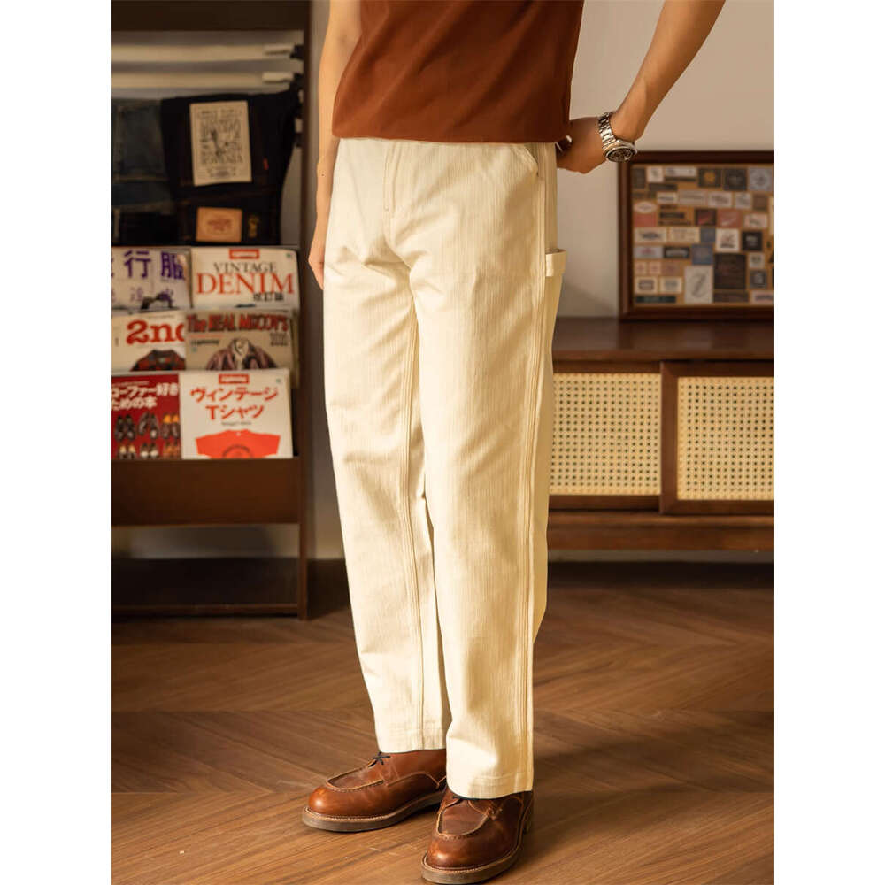 Red Tornado White Painter Pants Slub Yarn Twill American Casual Style Trousers