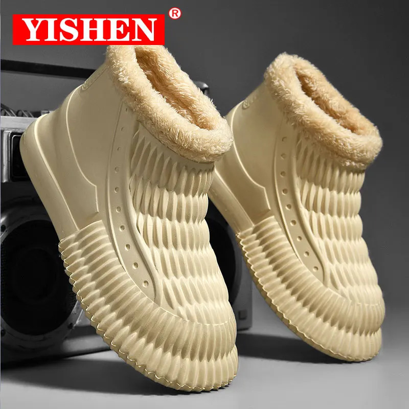 Yishen Mens Boots Fashion Trend Winter Warm Plush Cotton Shoes Mens Waterproof Snow Boots Botas Para Hombre Plus Size 39-46 241031