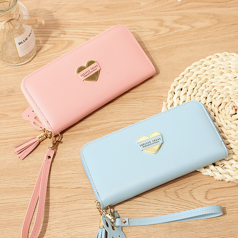 New designer women's hardware love long style fresh exchange multifunctional buckle mobile wallet