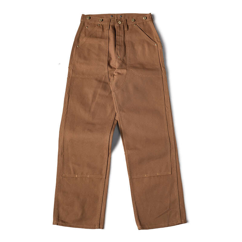 Bronson Double Knee Work Pants High Waist Vintage Red Style Canvas Trousers Men