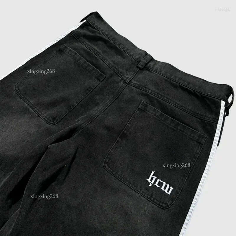 Men's Jeans Y2K Baggy High Quality Embroidered Striped Harajuku Sweatpants Men Women Hip Hop Streetwear Casual Wide Leg Denim Pants