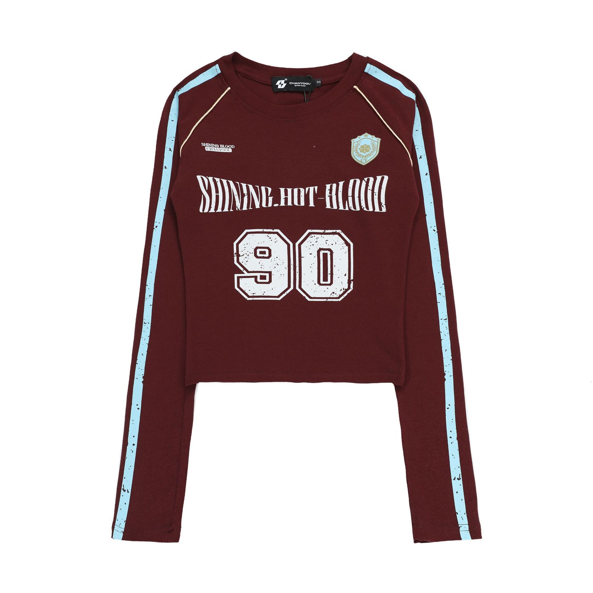Designer Shallow Shine Clothing | American Three Bar Hot Girl Shoulder T-shirt Short Women's Autumn Trend Brand Sweet Cool Style Sports Top