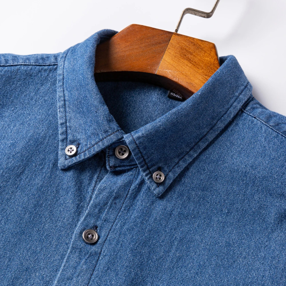 Mens 100% cotton Western style denim pocket shirt long sleeved standard suitable for comfortable durable soft casual washable durable work shirt 24103