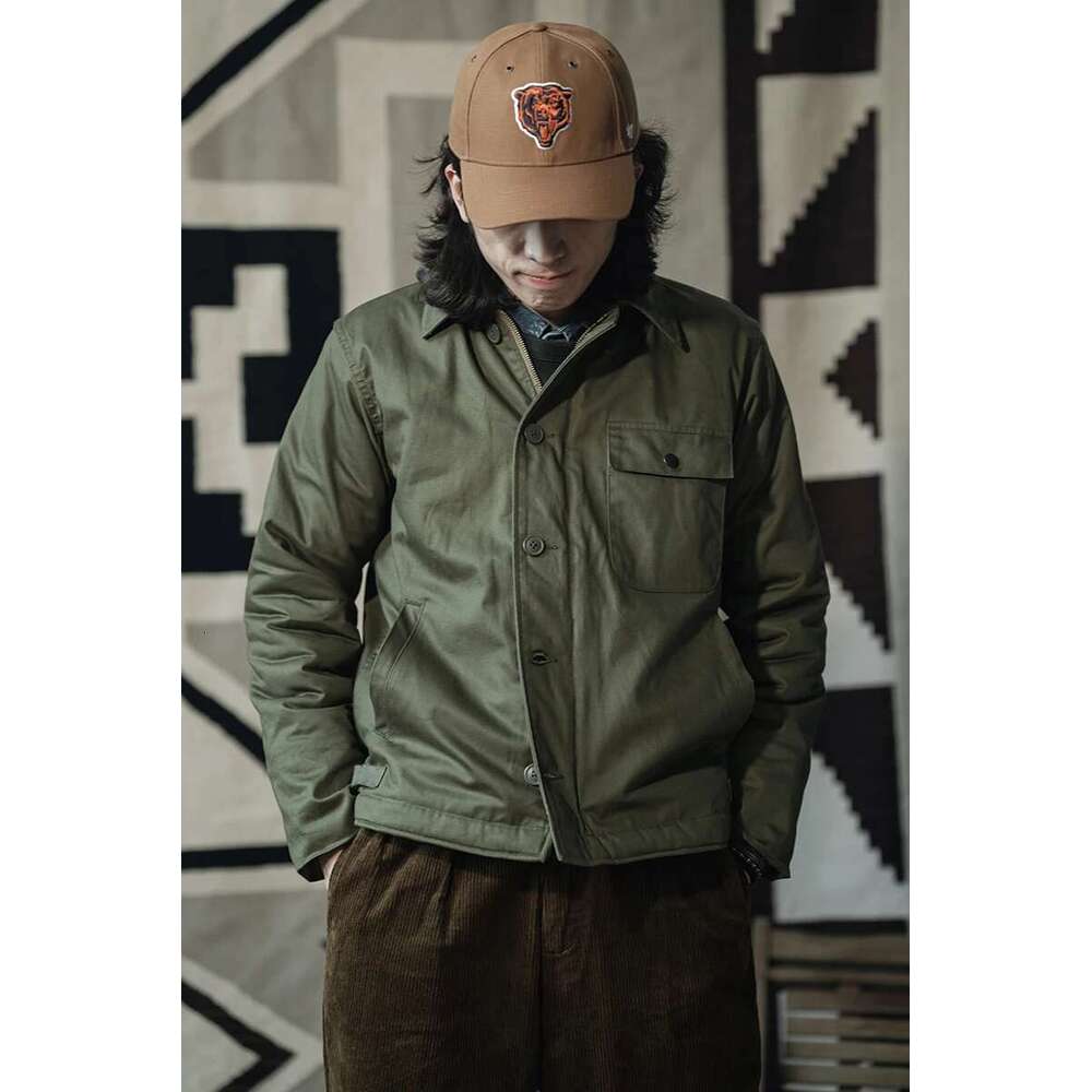 Non Stock USN A-2 Deck Jacket Vintage Workwear Sherpa Ing Field Coat Army Green