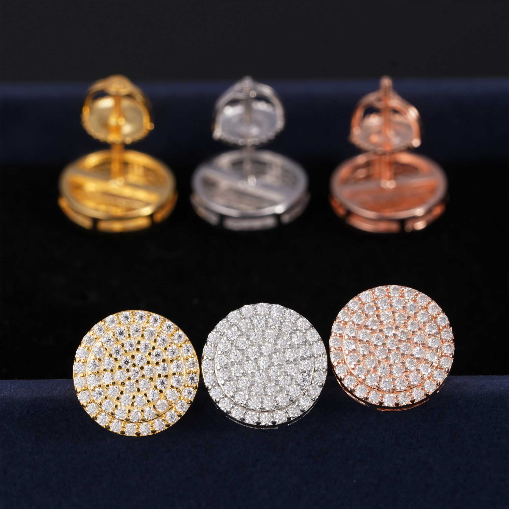 Shiny Full Moissanite Dia Rock Unisex Earring Sterg Sier Simple Trendy Jewelry Gifts Pass Tester
