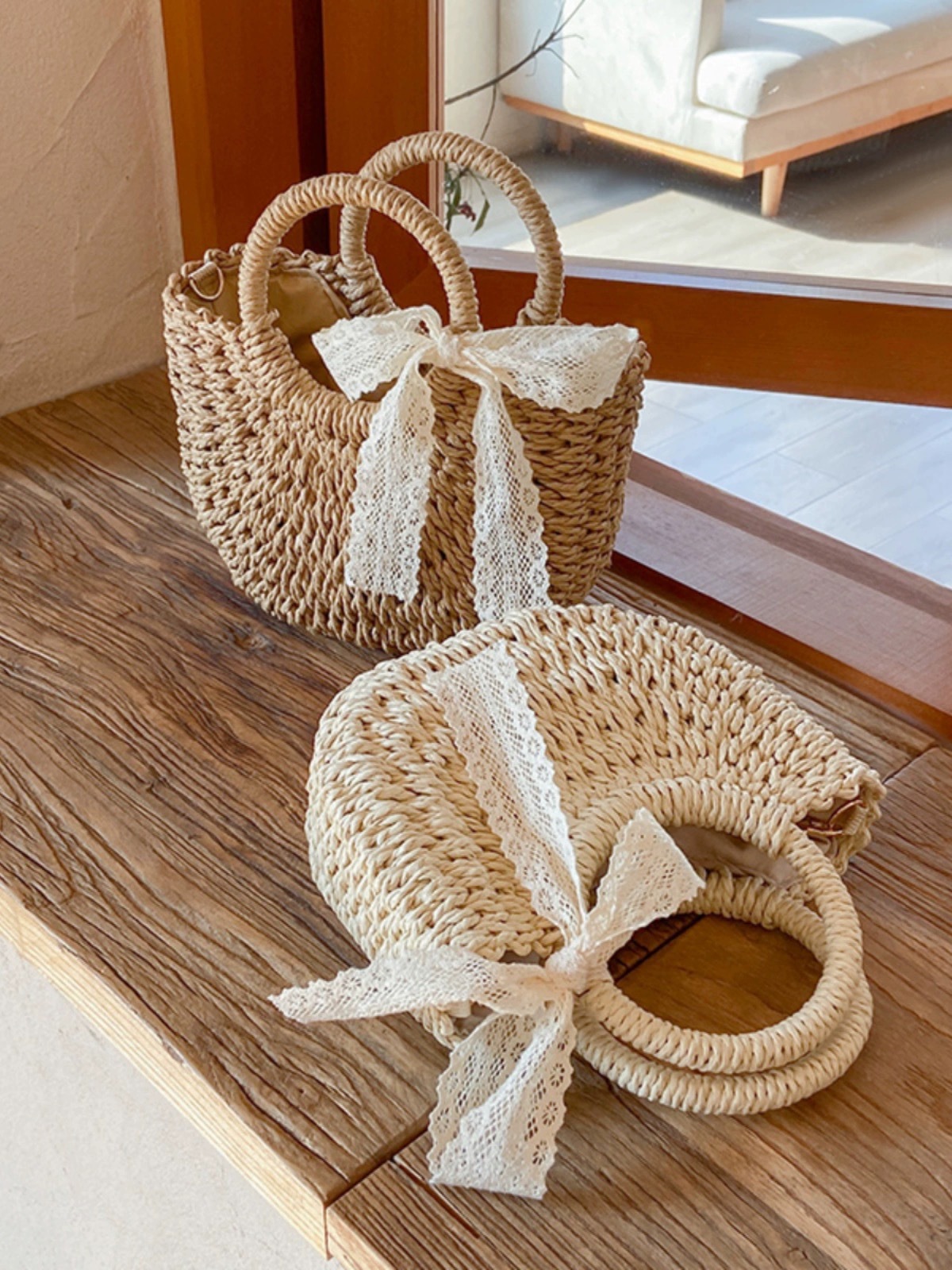 Beach Bag Bucket Tote Bag Straw Bag Weave Bag School Mini Tote Handbag Shoulder Beach Travel Handbag Crossbody Casual Tote
