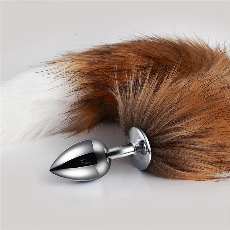 Fetish Slave Role Play Butt Bondage Restraints Brown White Pointed Fox Tail Anal Plug Sextouse Woman Exotic Intimates Accessorie 241031