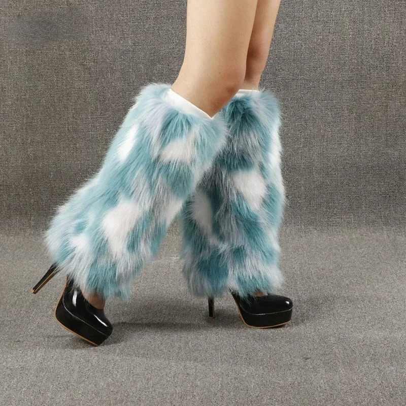 Fox-like Plush Boots Socks Sleeve Women Long Short Leggings Warm Autumn Winter Stage Performances Furry Leg Warmers 241031