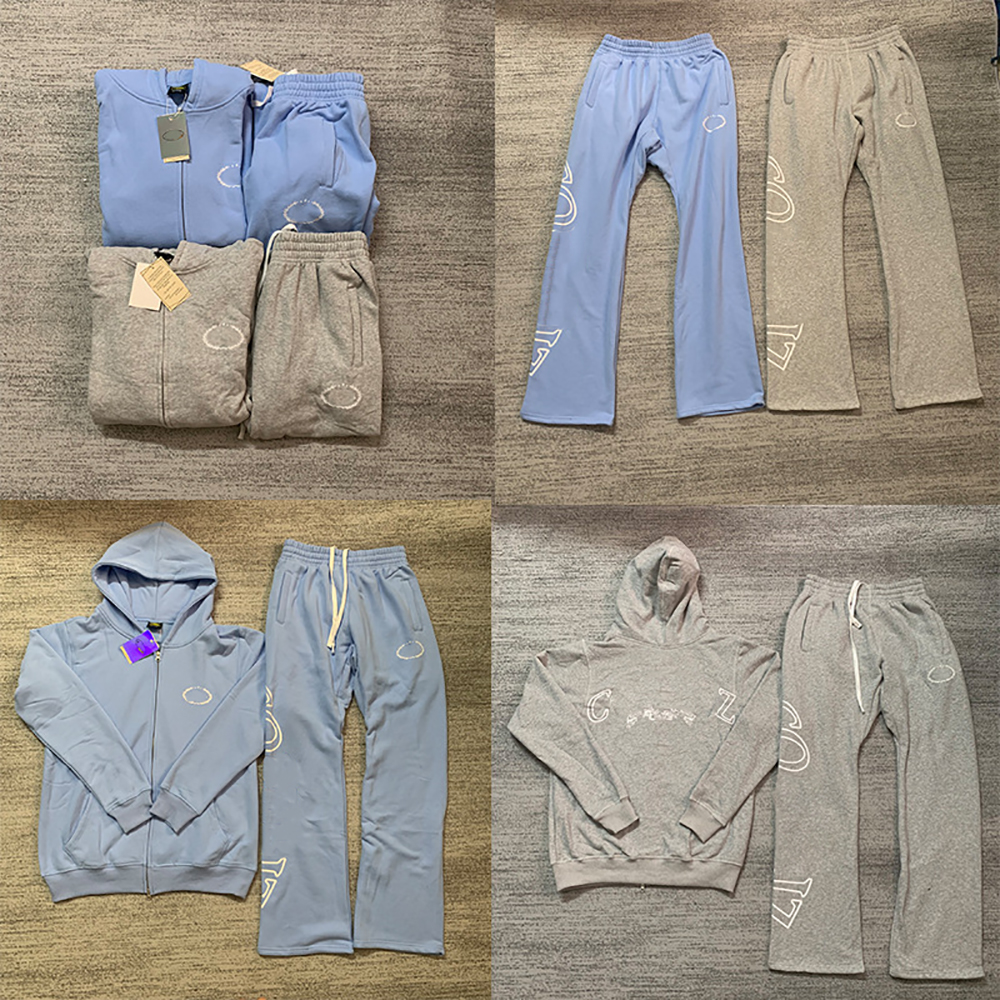 Designer Mens Tracksuit Letter Print Thickened Zip Hoodie Vintage Winter Sports Sweatshirt Drawstring Sweatpants Two Piece Set Women Streewear